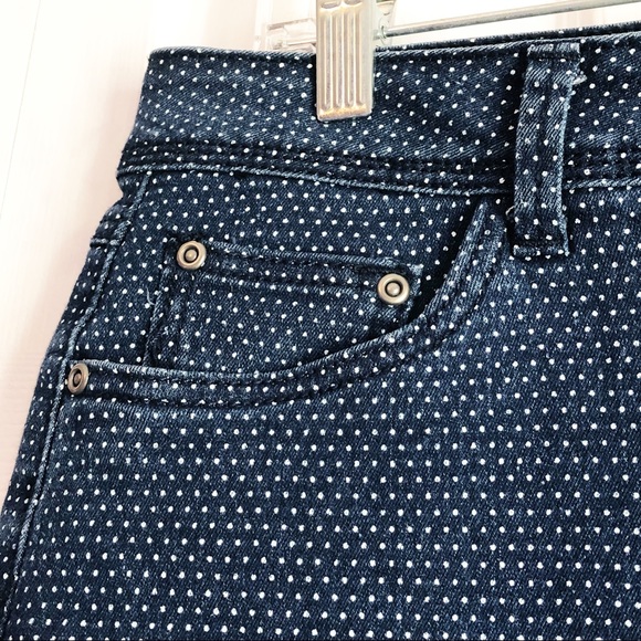Earl Jean Blue Denim Polka Dot Print Mini Skirt Size 10 - Picture 3 of 16